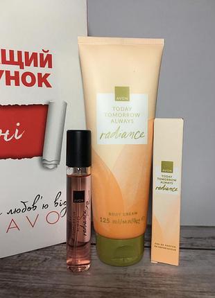 Набір для неї tta radiance, парфумна вода 10 мл та лосьйон для тіла 125 мл/ avon, ейвон