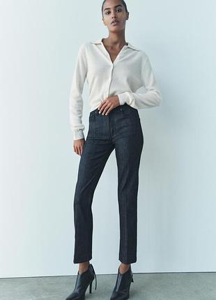 Zara 38 джинси м темні slim fit bootcut leg висока посадка