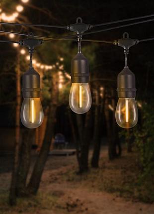 Декоративна садова ретро-гірлянда 20 м 20 led gardenline sol1250 колір теплий-білий