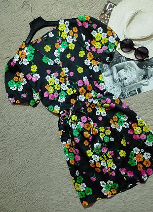 Красивое цветочное платье на пуговицах с рукавами-фонариками/платье/ сарафан