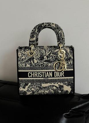 Сумка christian dior lady medium чорний тигр