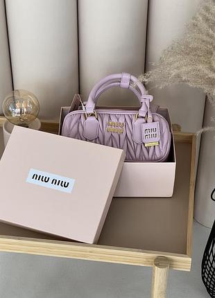 Сумка miu miu arcadie matelassé nappa leather bag  premium лавандовий