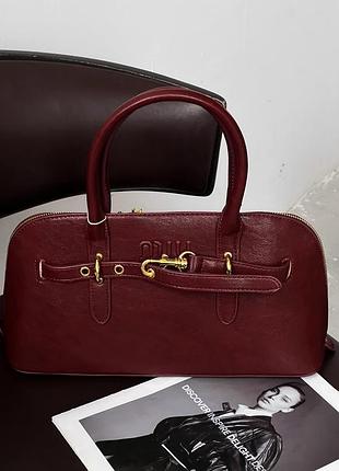 Сумка miu miu aventure nappa leather  бургунди