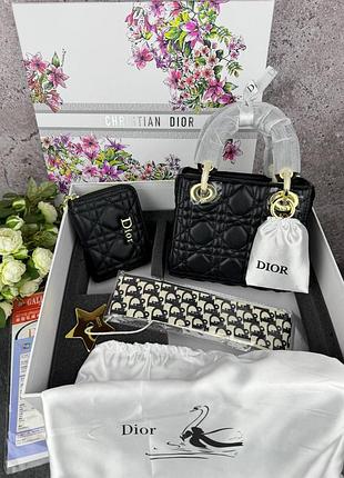 Сумка dior lady black gold + гаманець