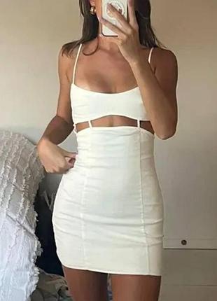 Белое нежное платье от zara натуральное короткое летнее