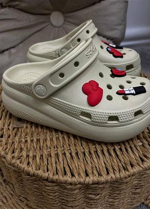Дитячі крокси сабо на платформі crocs classic cutie clog bone усі розміри у наявності