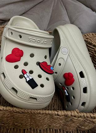 Дитячі крокси сабо на платформі boot crocs classic cutie clog bone усі розміри у наявності