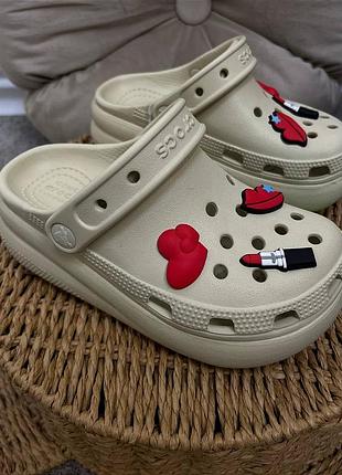 Дитячі крокси сабо на платформі crocs classic cutie clog bone усі розміри у наявності