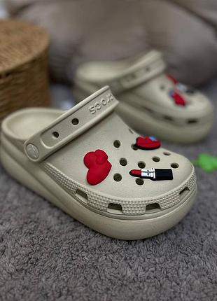 Дитячі крокси сабо на платформі boot crocs boot crocs boot crocs classic cutie clog bone беж лідер продажів boot crocs