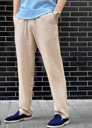 Якісні чоловічі беж штани брюки з льону m&s 34/31