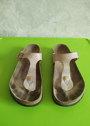 Кожаные шлепанцы вьетнамки сланцы birkenstock 40 размер