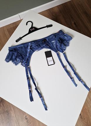 Пояс к чулкам hunkemoller noir синий кружевной м