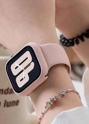 Новий защитный ремешок + чехол для apple watch 7/8 44mm розовый.а14. готовим подарочки!