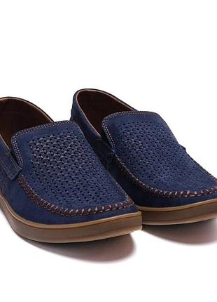 Мокасины (туфли) мужские, levis, кожа перфорация, синий, весна-лето, размер 40-45, м-53786