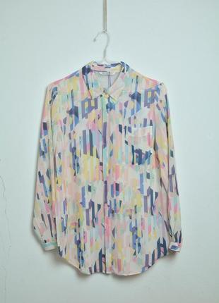 Шифоновая яркая блузка с узором в орнамент нежная оверсайз блуза рубашка скидки 1+1=3