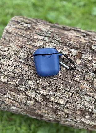 Темно синій чохол на навушники airpods 1/2