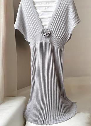 Maje нарядное платье плиссировка серебряный металлик