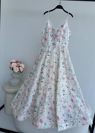 Брендова жіноча довга літня сукня плаття на бретельках