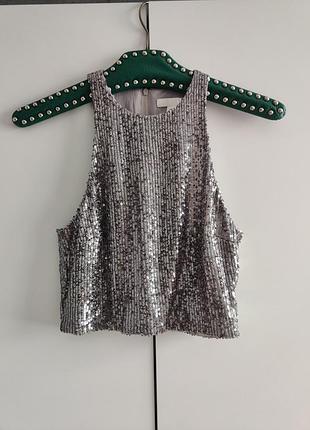 H&mблестящий шикарный топ в лелетках пайетках