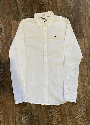 Базовая белая классическая рубашка tommy hilfiger denim slim fit,