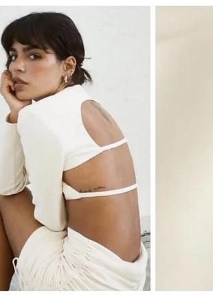 Укорочений топ з відкритою спиною zara oyster, розмір s