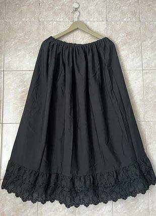 Довга чорна нижня спідниця підспідничник з подвійним мереживом і рюшами в стилі ретро готика вінтаж