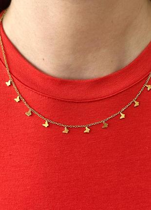 Подвеска цепочка на шею бабочка минимализм бижутерия из медицинского золота гипоаллергенные украшения