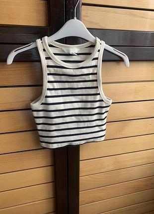 Трендова майка топ базова в полоску рубчик з бретелями