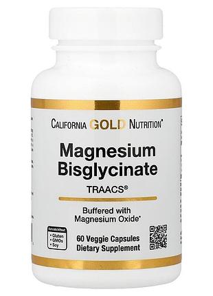 Бісгліцинат магнію california gold nutrition magnesium bisglycinat 200 мг 60 вегетаріанських капсул