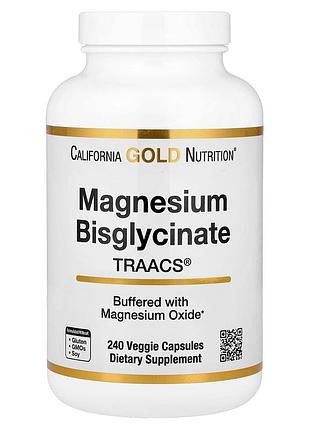 Магнію бісгліцинат california gold nutrition magnesium bisglycinat 200 мг 240 рослинних капсул