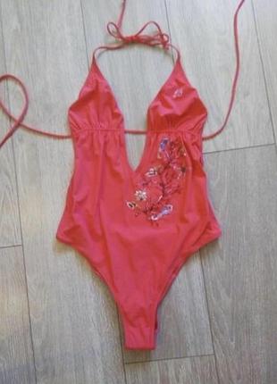 Ефектний італійський купальник-монокіні blumarine beachwear коралового кольору!!!