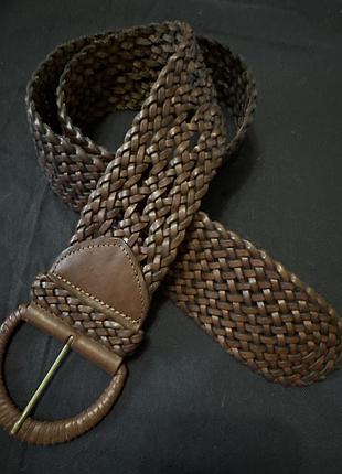 Ремень gap натуральная кожа плетёный широкий женский
