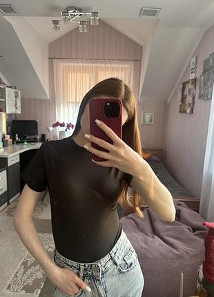 Черное боди на короткий рукав новый