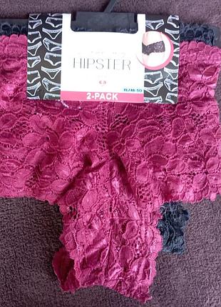 Трусы женские кружевные hipster, xl, 48-50, 2 шт