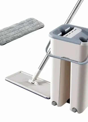 Швабра та відро велике scratch cleaning mop зі складною ручкою та системою віджиму, дві насадки мікр