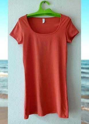 Футболка vero moda m – оранжевая, удлиненная, с коротким рукавом