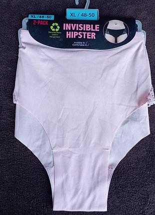 Трусы женские рубчик, invisible hipster с кружевом, xl, 48/50