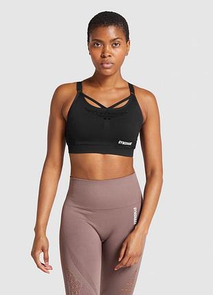 Спортивный топ для фитнеса женский gymshark  xs чёрный