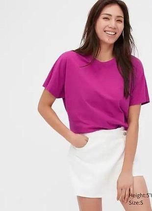 Базова бавовняна футболка uniqlo фуксія яскраво рожева розмір м с
