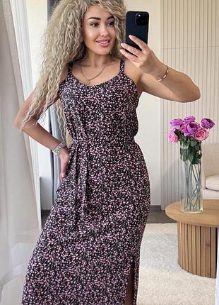 Сарафан платье платье летнее платье сарафанчик легкий сарафан много цветов платье под пояс