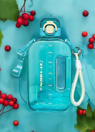 Бутылка для воды из bpa-free пластика 750 мл. с ручкой. бирюзовая
