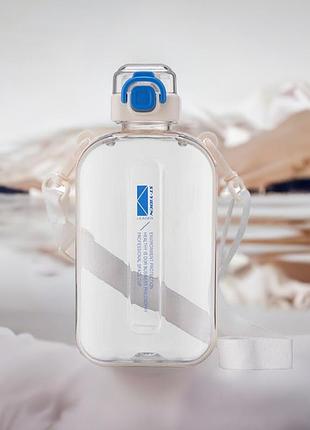 Бутылка для воды из bpa-free пластика 750 мл. бежево- синяя