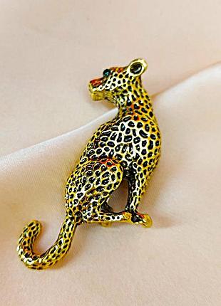 Брошь акцентная металлическая леопард jeweston золотистого цвета sku 03425