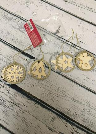 Набор деревянные игрушки елочные на елку подвески melinera германия