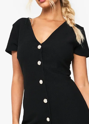 Чорна футболка с ґудзиками zara в рубчик