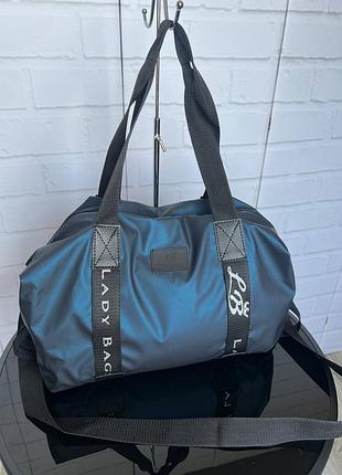 Женская мужская качественная дорожная спортивная сумка синяя