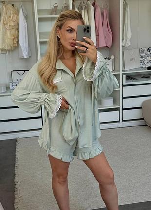 Нежный льняной костюм 🥰 6 цветов