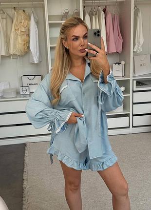 Нежный льняной костюм 🥰 6 цветов