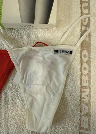 La perla жіночі трусики - стригти чорні і червоні розмір 3 - на фото