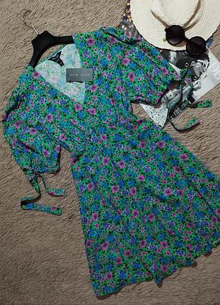 Гарненька квіткова сукня з рукавами-ліхтариками/плаття з спідницею сонце кльош/сарафан